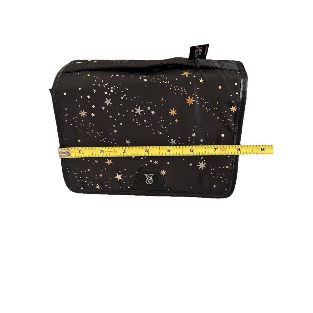 Victoria's Secret Hanging Toiletry Bag Black Celestial Star Gold Silver Travel - Picture 6 of 8